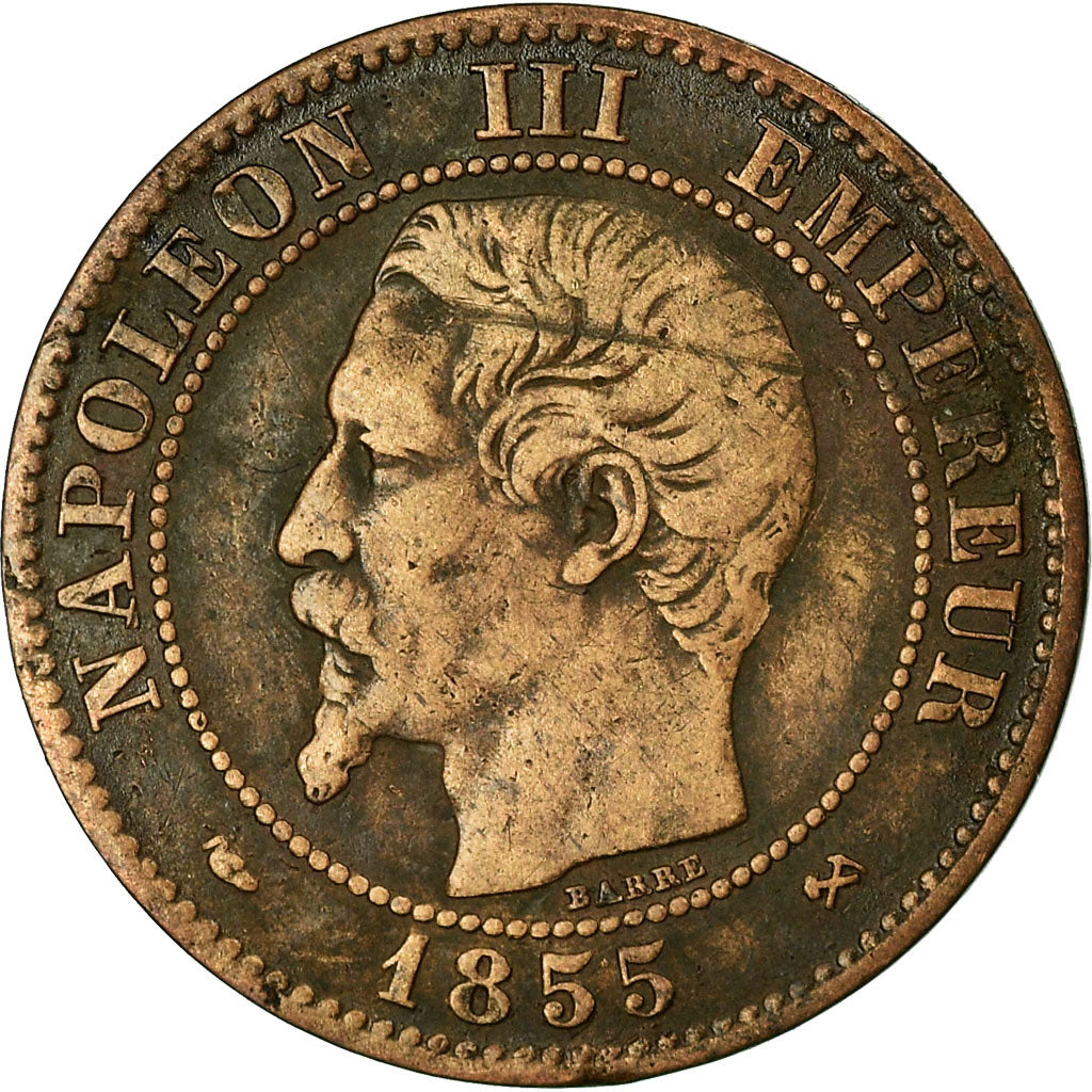 Coin, France, Napoleon III, 2 Centimes, 1855, Rouen, VF(20-25), KM 776.2