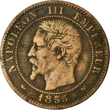 Coin, France, Napoleon III, 2 Centimes, 1855, Rouen, VF(20-25), KM 776.2