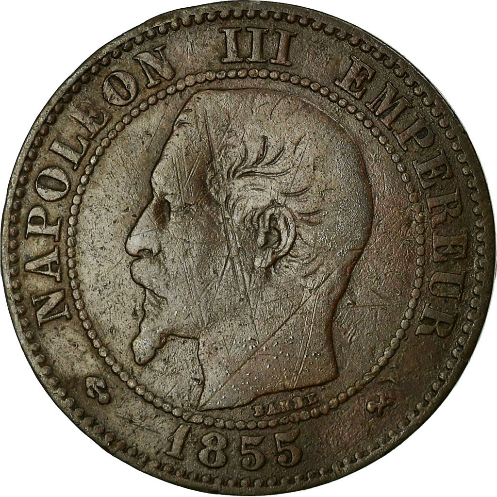 Coin, France, Napoleon III, 2 Centimes, 1855, Rouen, VF(20-25), KM 776.2