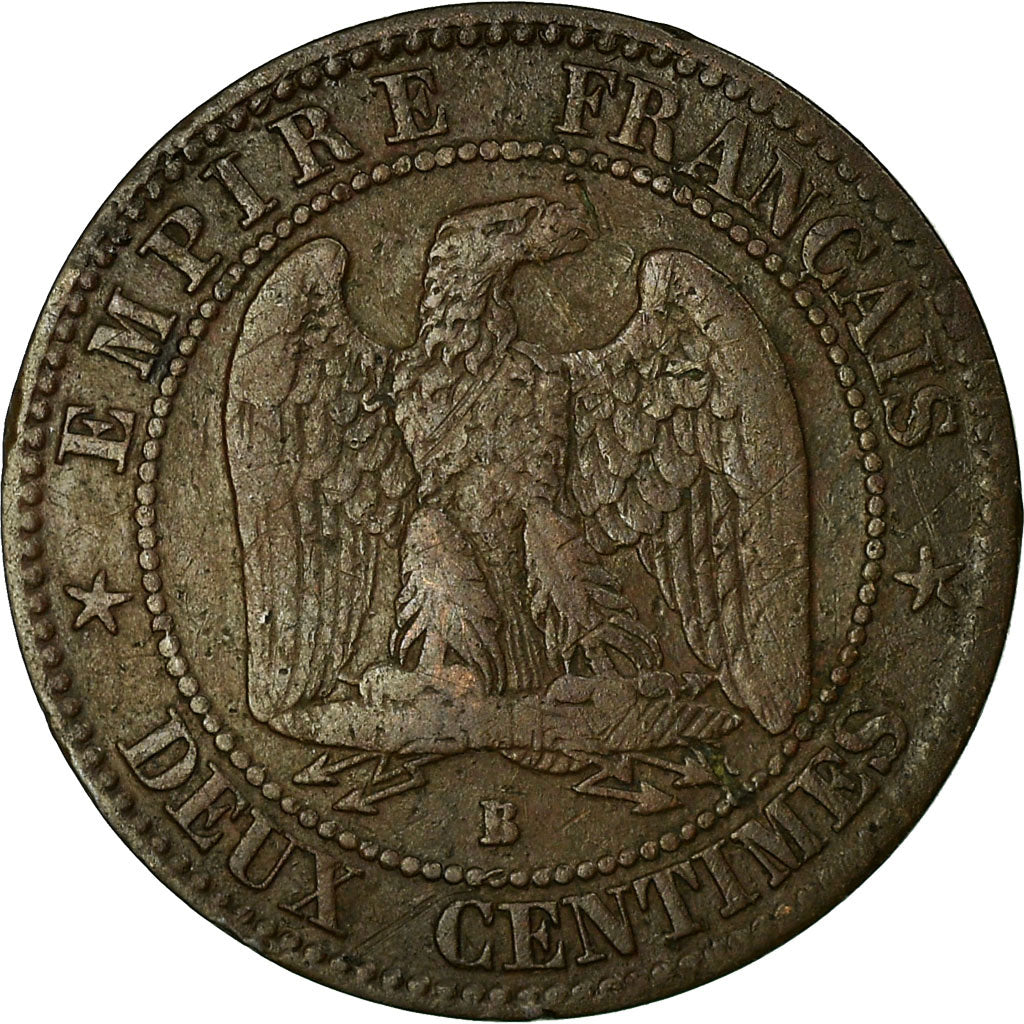 Coin, France, Napoleon III, 2 Centimes, 1855, Rouen, VF(20-25), KM 776.2