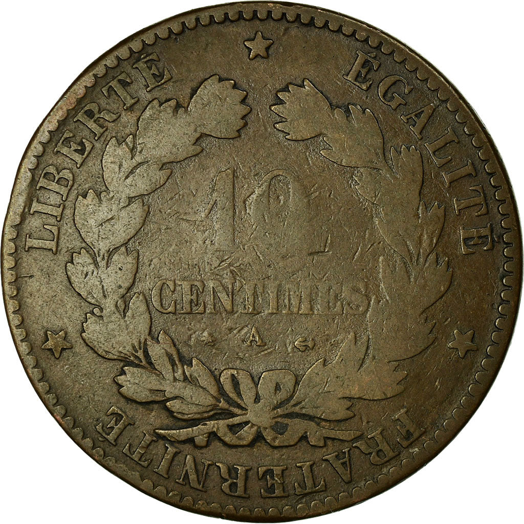 Monnaie, France, Cérès, 10 Centimes, 1879, Paris, B, Bronze, Gadoury:265a