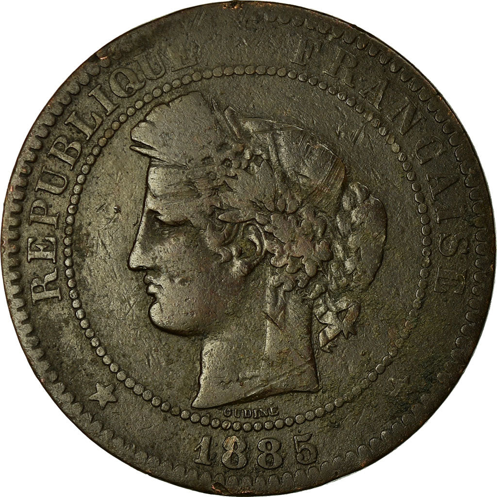 Munten, Frankrijk, Cérès, 10 Centimes, 1885, Paris, FR+, Bronze, KM:815.1