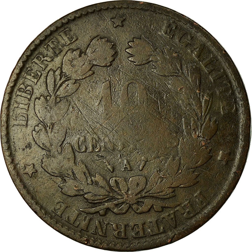 Munten, Frankrijk, Cérès, 10 Centimes, 1885, Paris, FR+, Bronze, KM:815.1