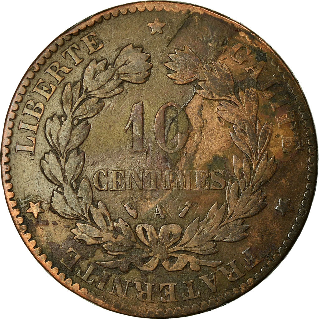 Monnaie, France, Cérès, 10 Centimes, 1893, Paris, TB, Bronze, Gadoury:265a