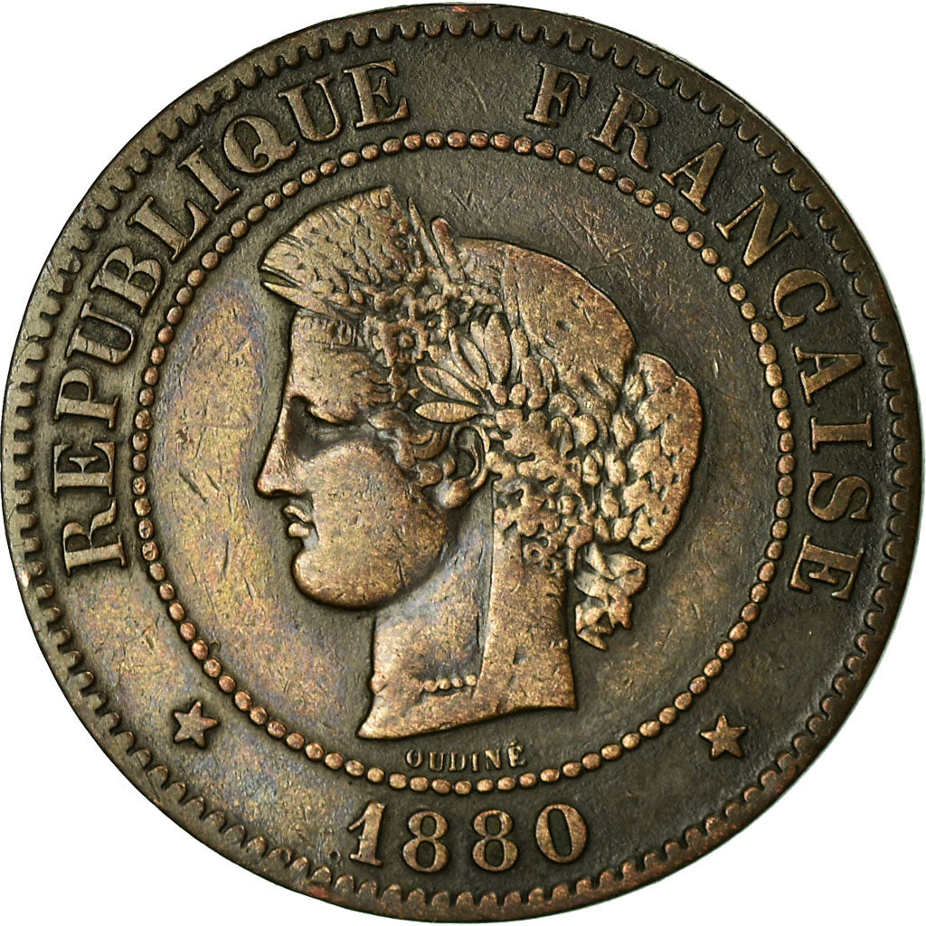 Munten, Frankrijk, Cérès, 5 Centimes, 1880, Paris, FR+, Bronze, KM:821.1