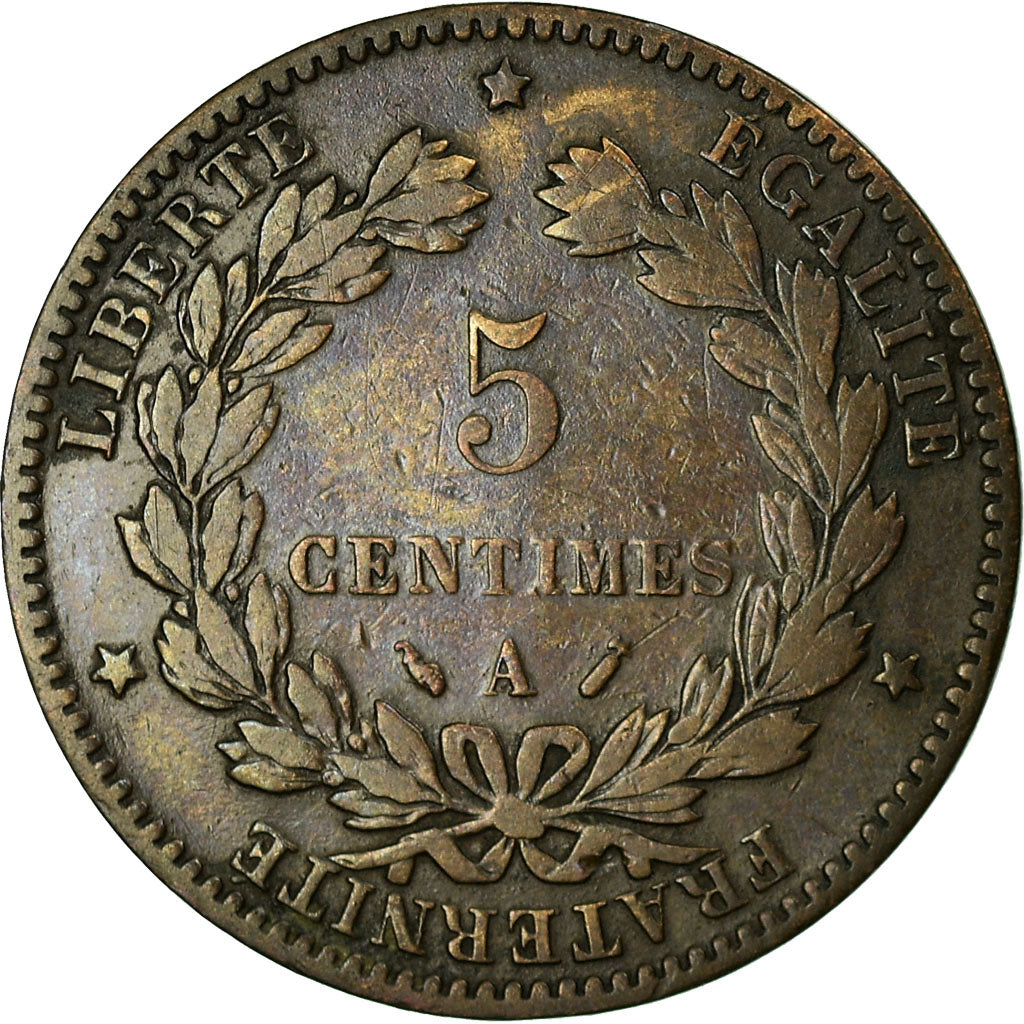 Munten, Frankrijk, Cérès, 5 Centimes, 1880, Paris, FR+, Bronze, KM:821.1