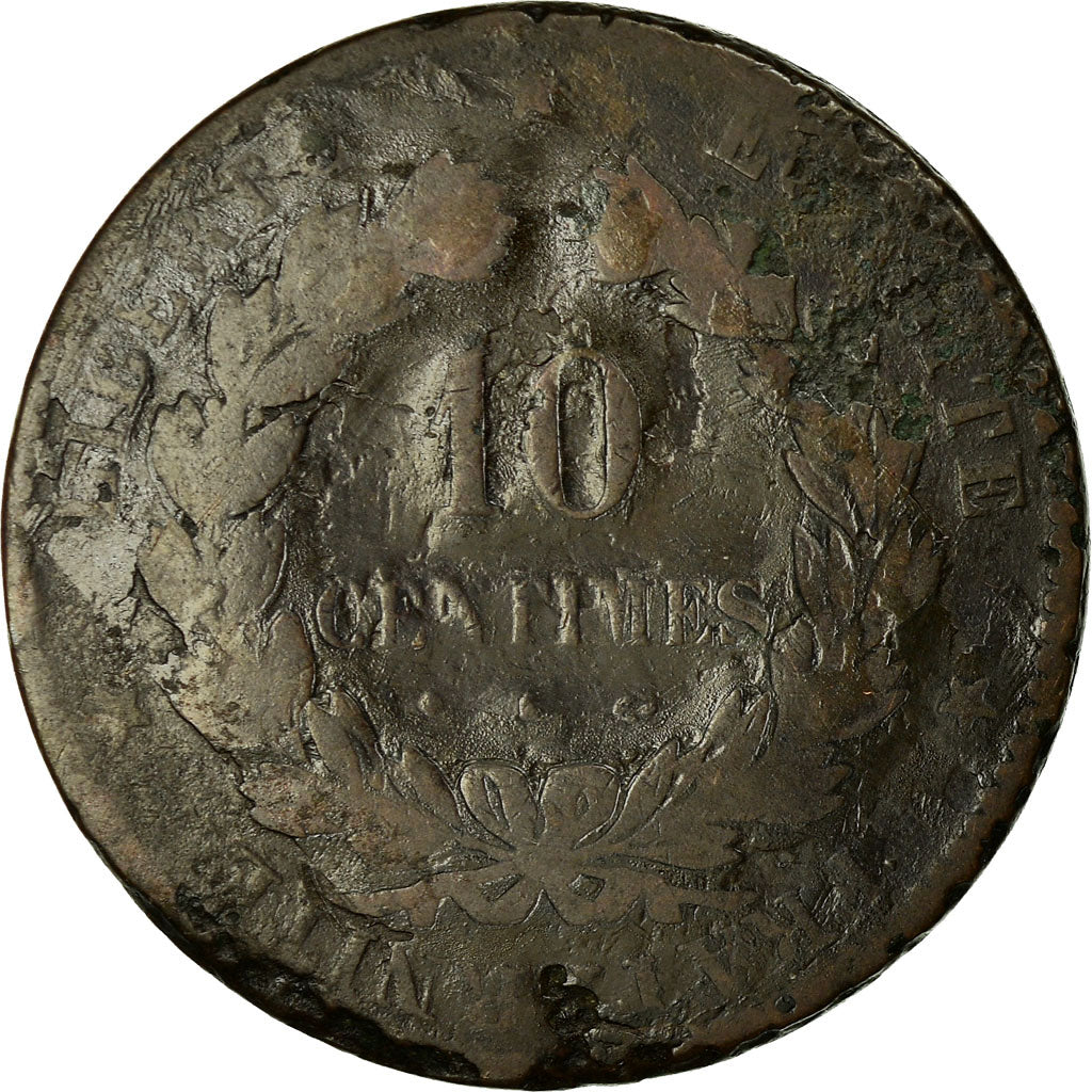 Coin, France, Cérès, 10 Centimes, 1877, Bordeaux, VG(8-10), Bronze, KM:815.2