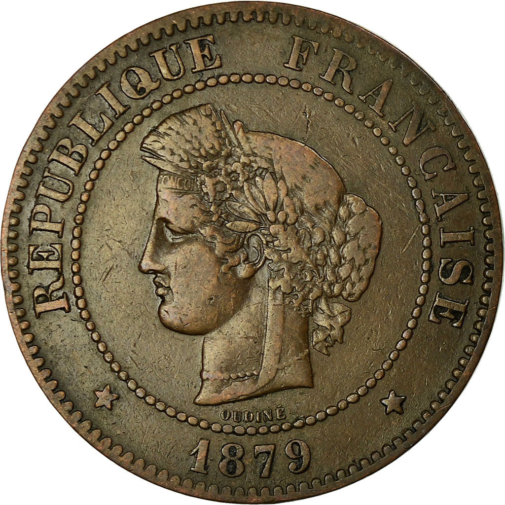 Moneta, Francia, Cérès, 5 Centimes, 1879, Paris, BB, Bronzo, KM:821.1