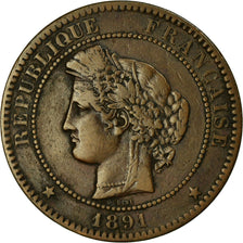 Monnaie, France, Cérès, 10 Centimes, 1891, Paris, TTB, Bronze, Gadoury:265a
