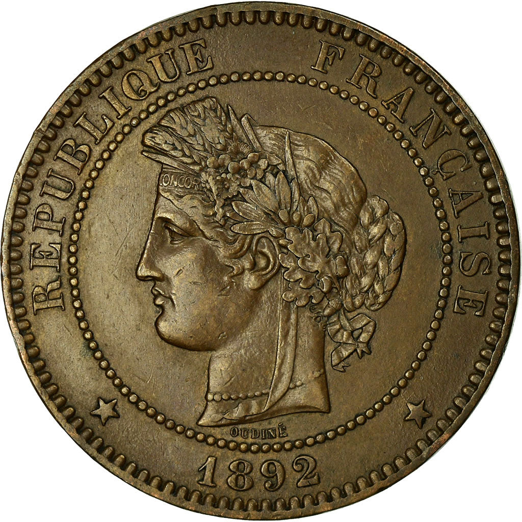 Coin, France, Cérès, 10 Centimes, 1892, Paris, AU(50-53), Bronze, KM:815.1