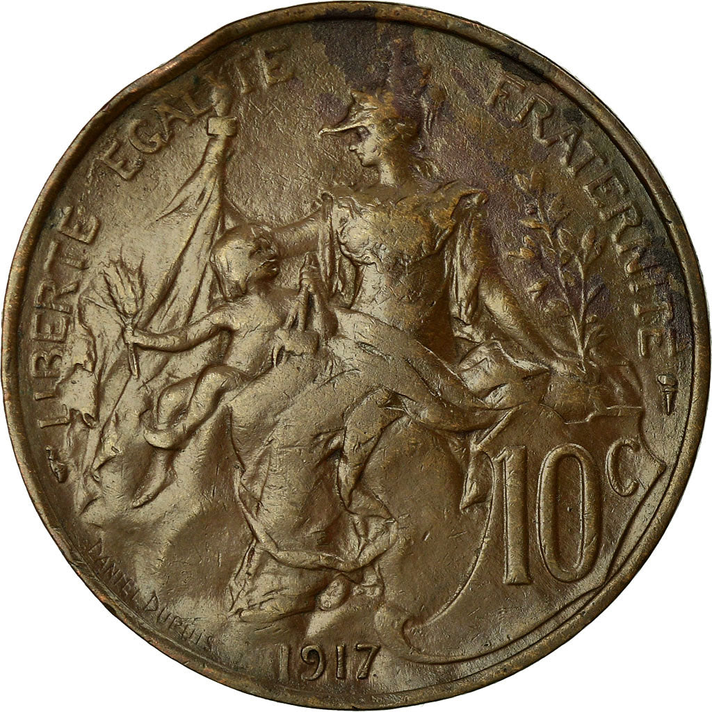 Coin, France, Dupuis, 10 Centimes, 1917, Paris, EF(40-45), Bronze, KM:843