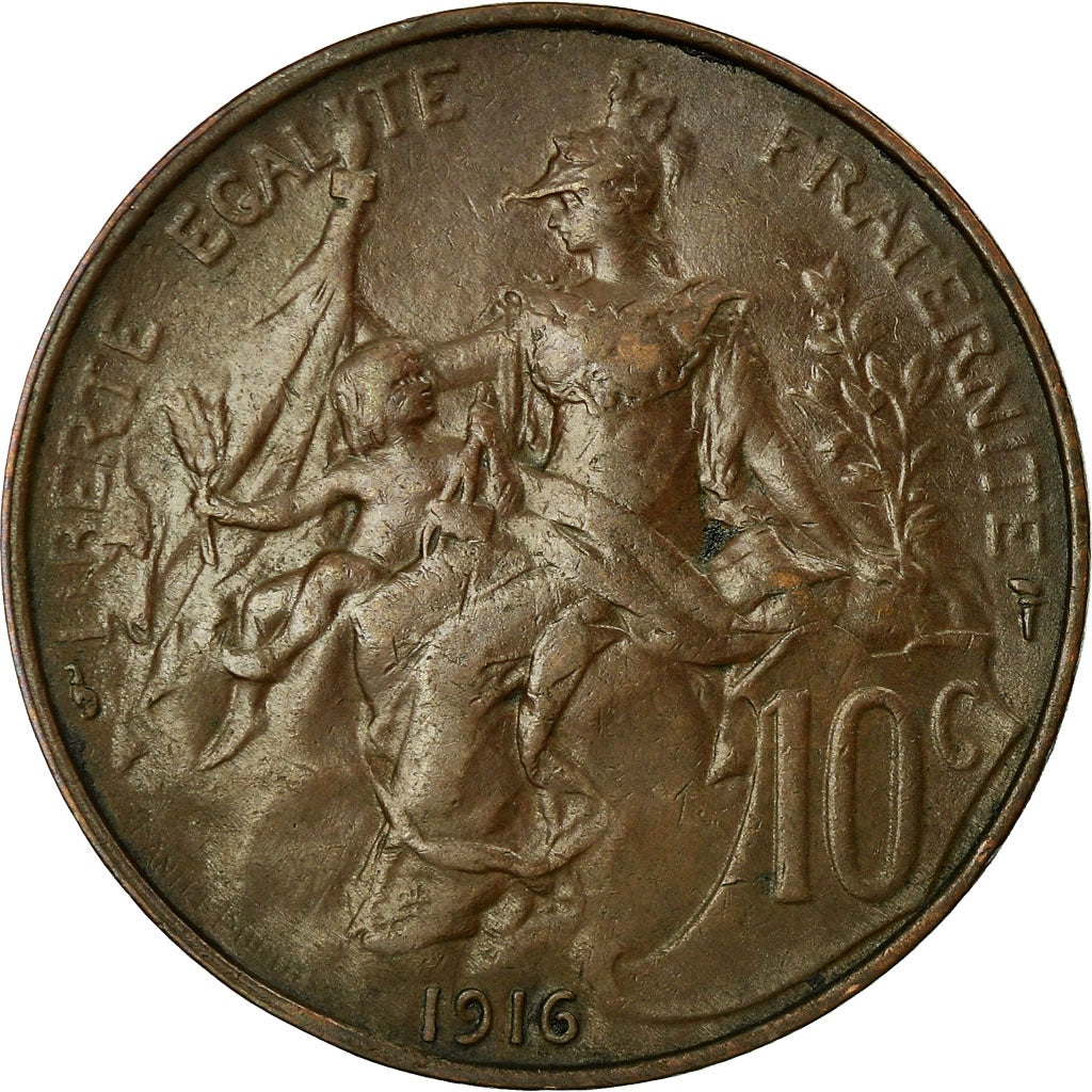 Coin, France, Dupuis, 10 Centimes, 1916, Paris, AU(50-53), Bronze, KM:843