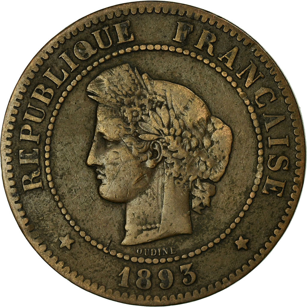 Coin, France, Cérès, 5 Centimes, 1893, Paris, EF(40-45), Bronze, KM:821.1