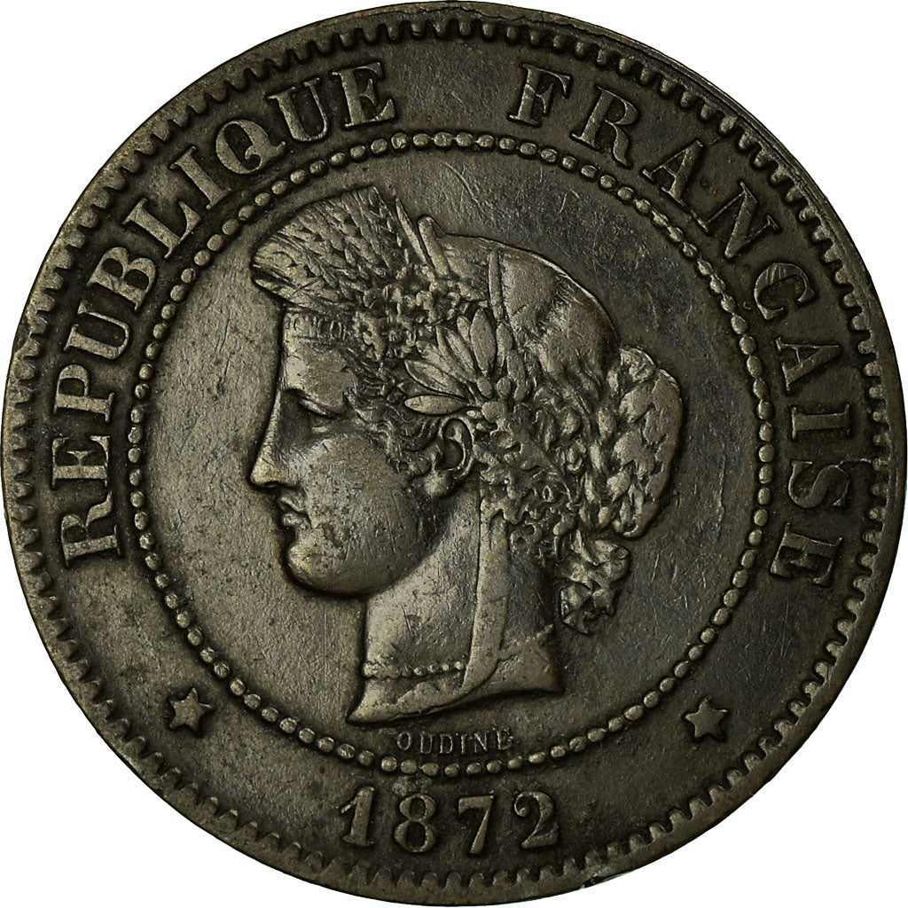 Moneda, Francia, Cérès, 5 Centimes, 1872, Bordeaux, MBC, Bronce, KM:821.2