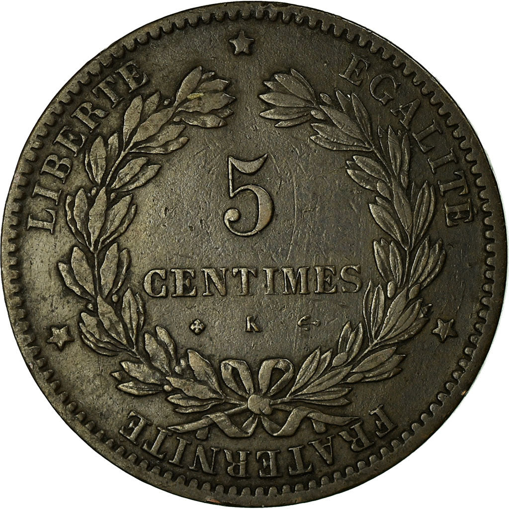 Moneda, Francia, Cérès, 5 Centimes, 1872, Bordeaux, MBC, Bronce, KM:821.2