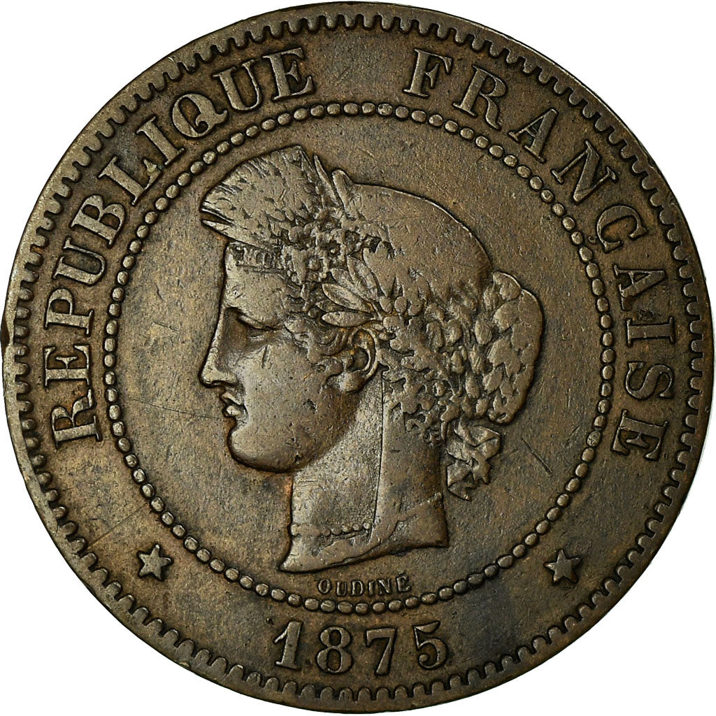 Monnaie, France, Cérès, 5 Centimes, 1875, Paris, TTB, Bronze, Gadoury:157a