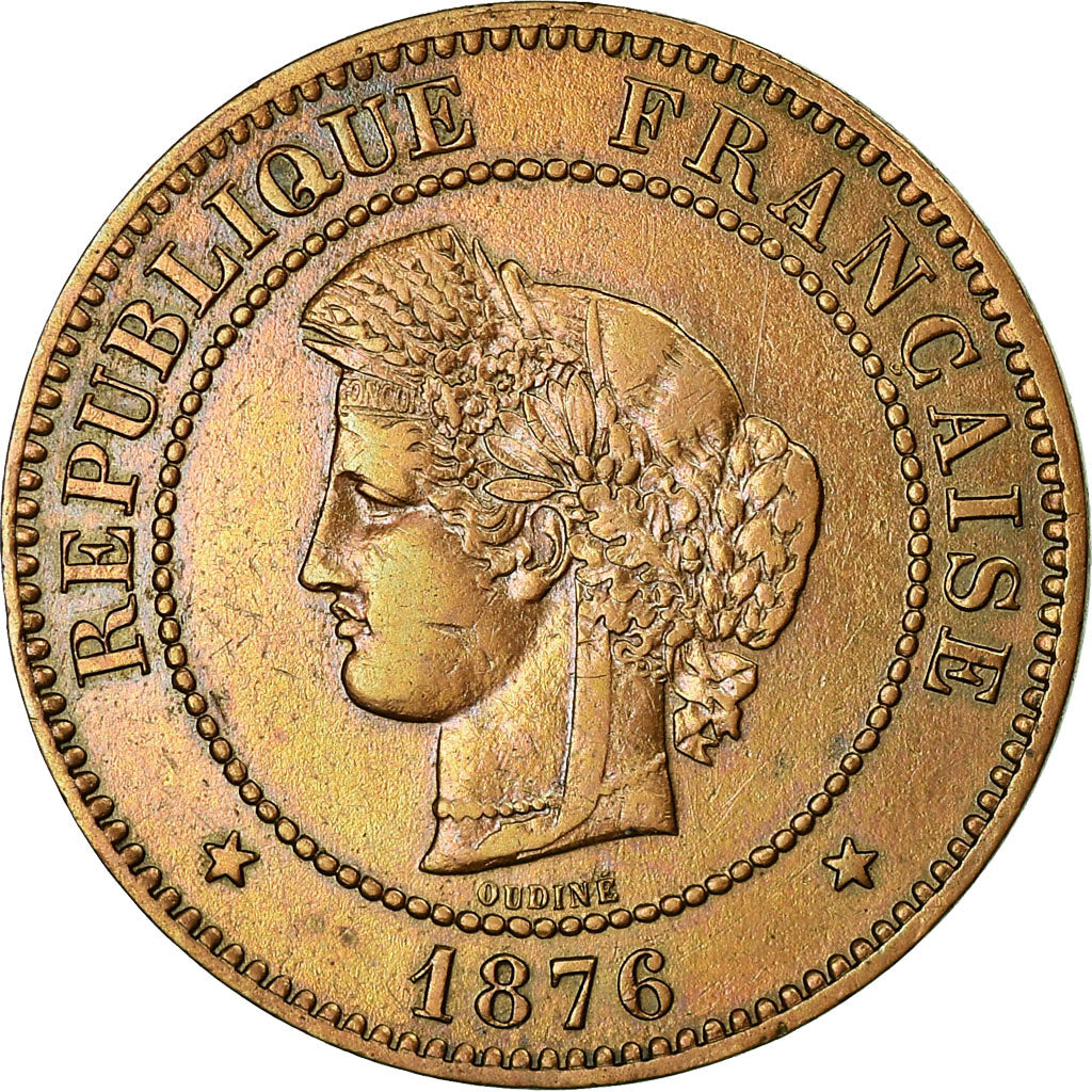 Munten, Frankrijk, Cérès, 5 Centimes, 1876, Paris, ZF+, Bronze, KM:821.1