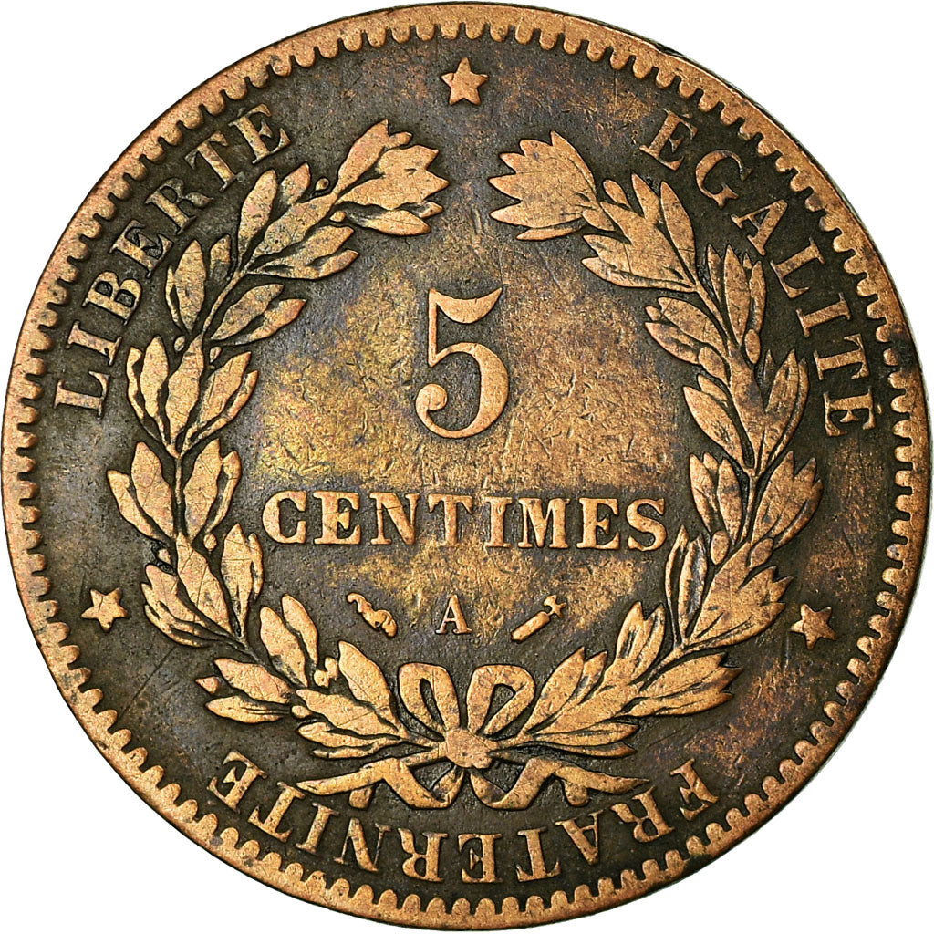 Monnaie, France, Cérès, 5 Centimes, 1883, Paris, TB+, Bronze, Gadoury:157a