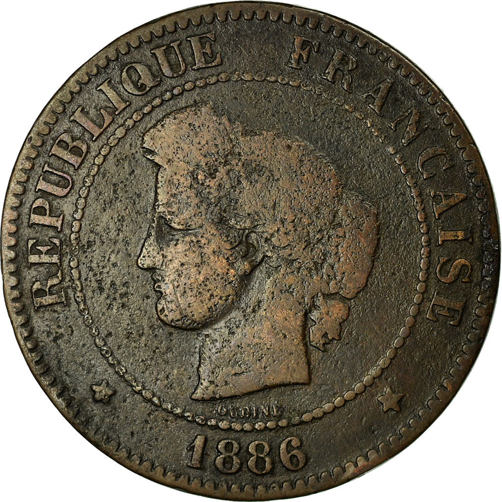 Moneta, Francia, Cérès, 5 Centimes, 1886, Paris, MB, Bronzo, KM:821.1