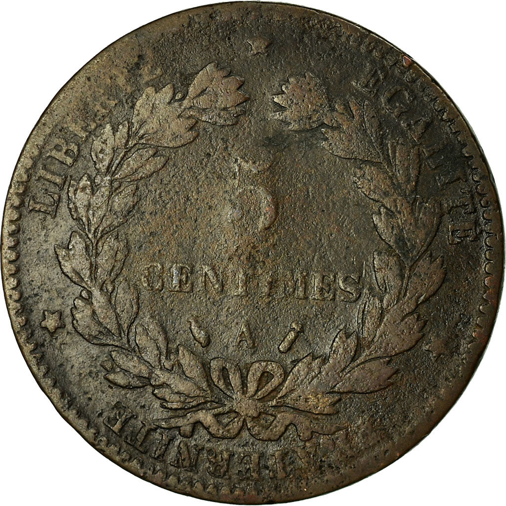 Moneta, Francia, Cérès, 5 Centimes, 1886, Paris, MB, Bronzo, KM:821.1