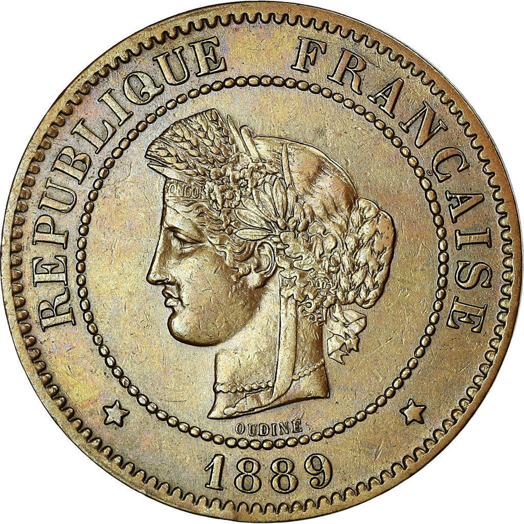 Coin, France, Cérès, 5 Centimes, 1889, Paris, AU(55-58), Bronze, KM:821.1