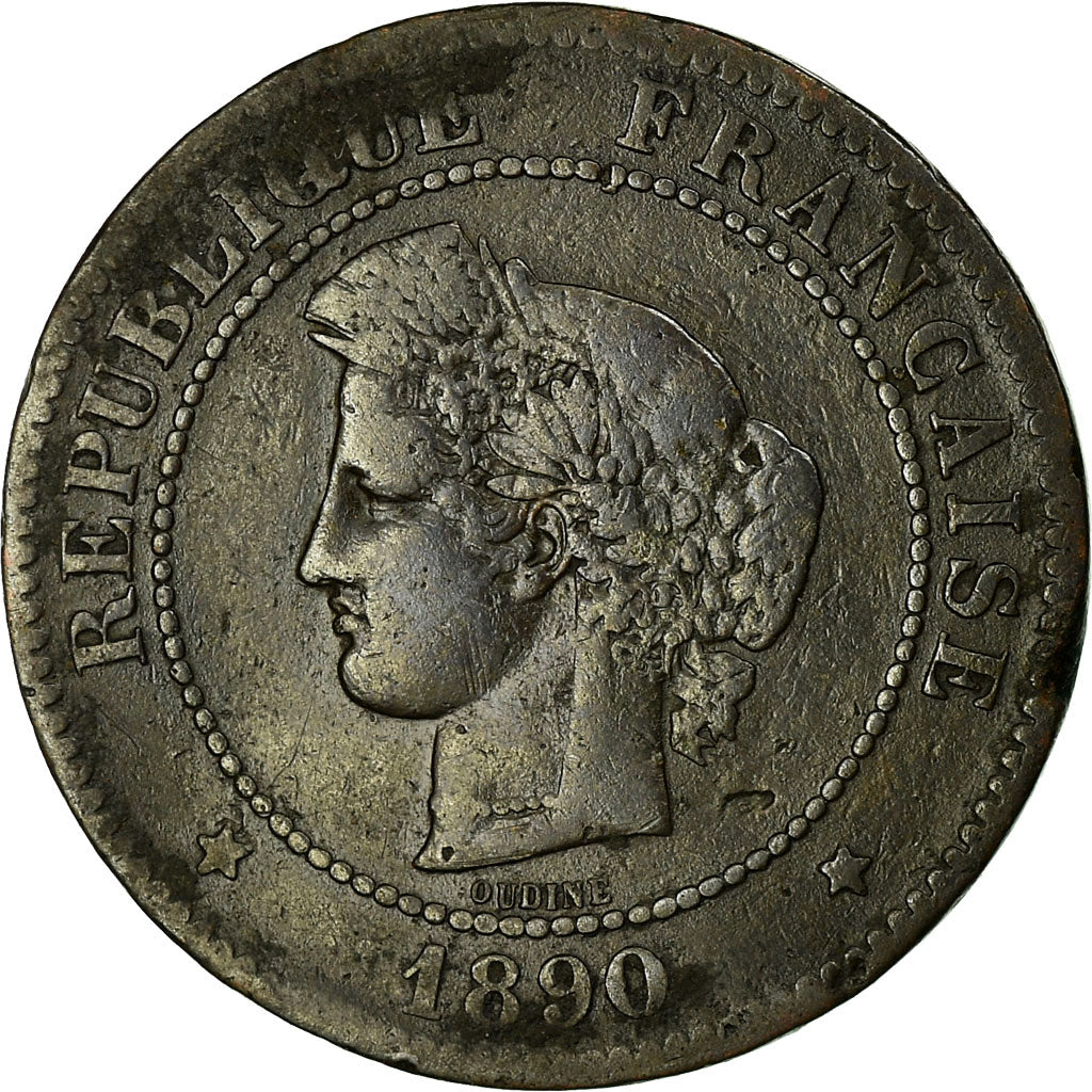 Monnaie, France, Cérès, 5 Centimes, 1890, Paris, TB, Bronze, Gadoury:157a