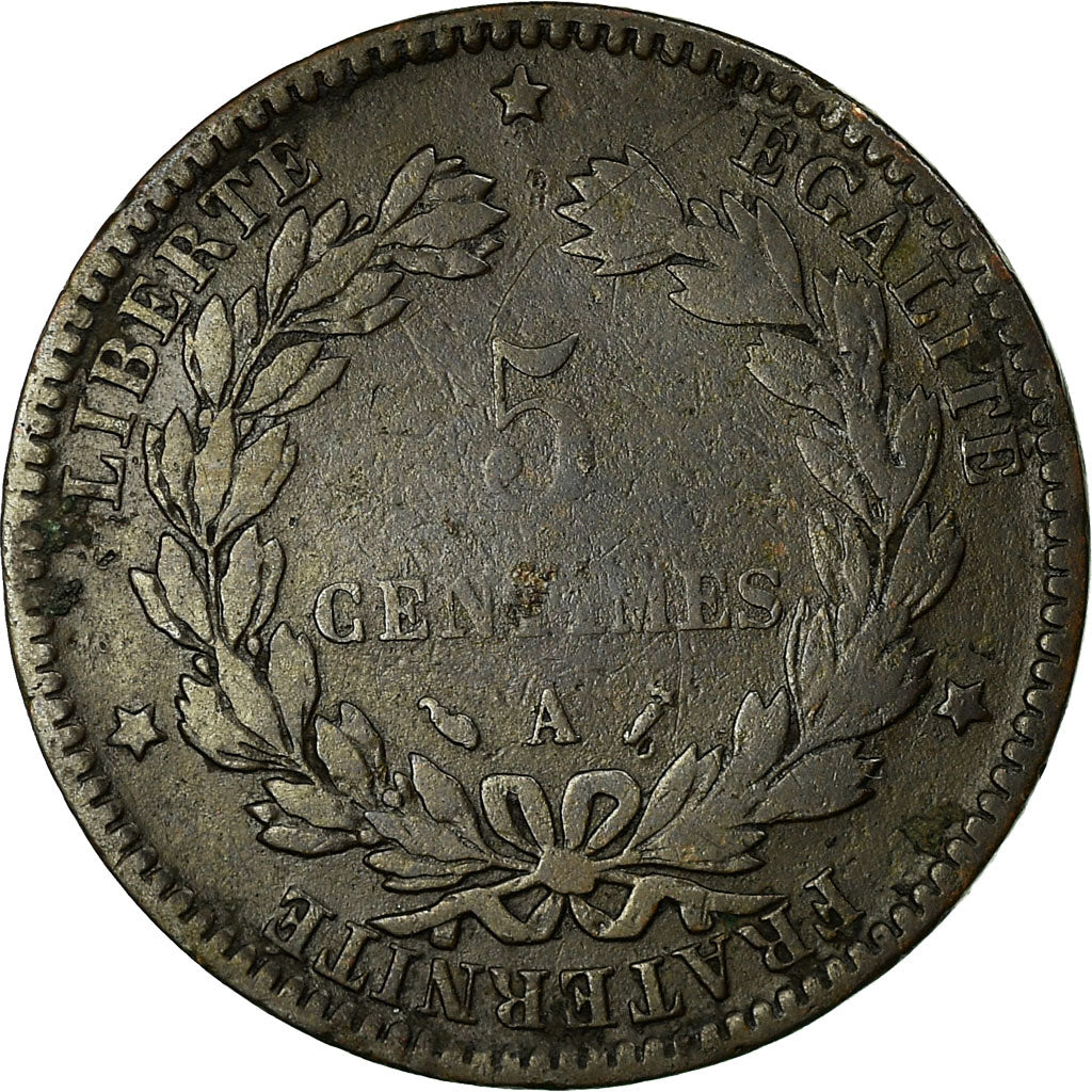 Monnaie, France, Cérès, 5 Centimes, 1890, Paris, TB, Bronze, Gadoury:157a