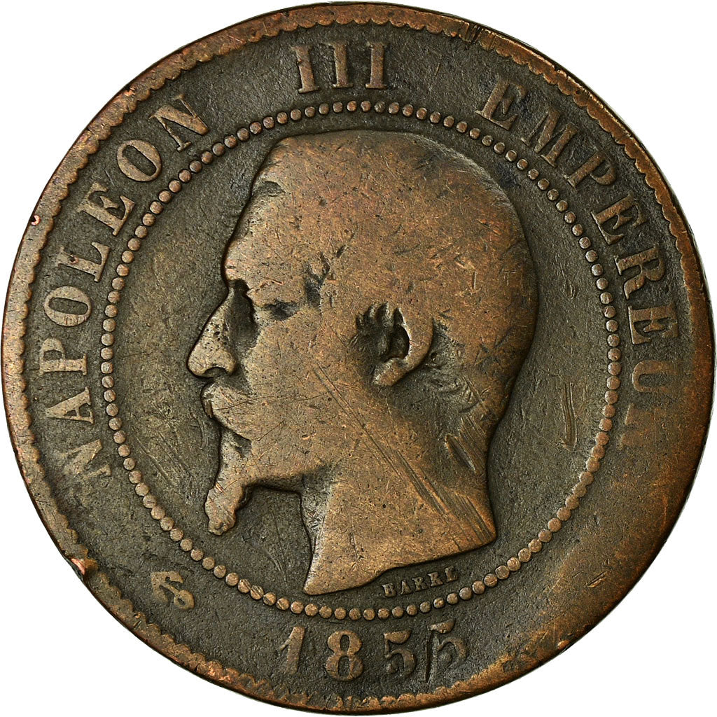 Moneta, Francia, Napoleon III, 10 Centimes, 1855, Marseille, B+