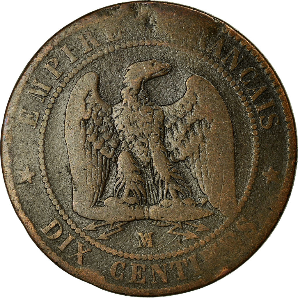 Moneta, Francia, Napoleon III, 10 Centimes, 1855, Marseille, B+