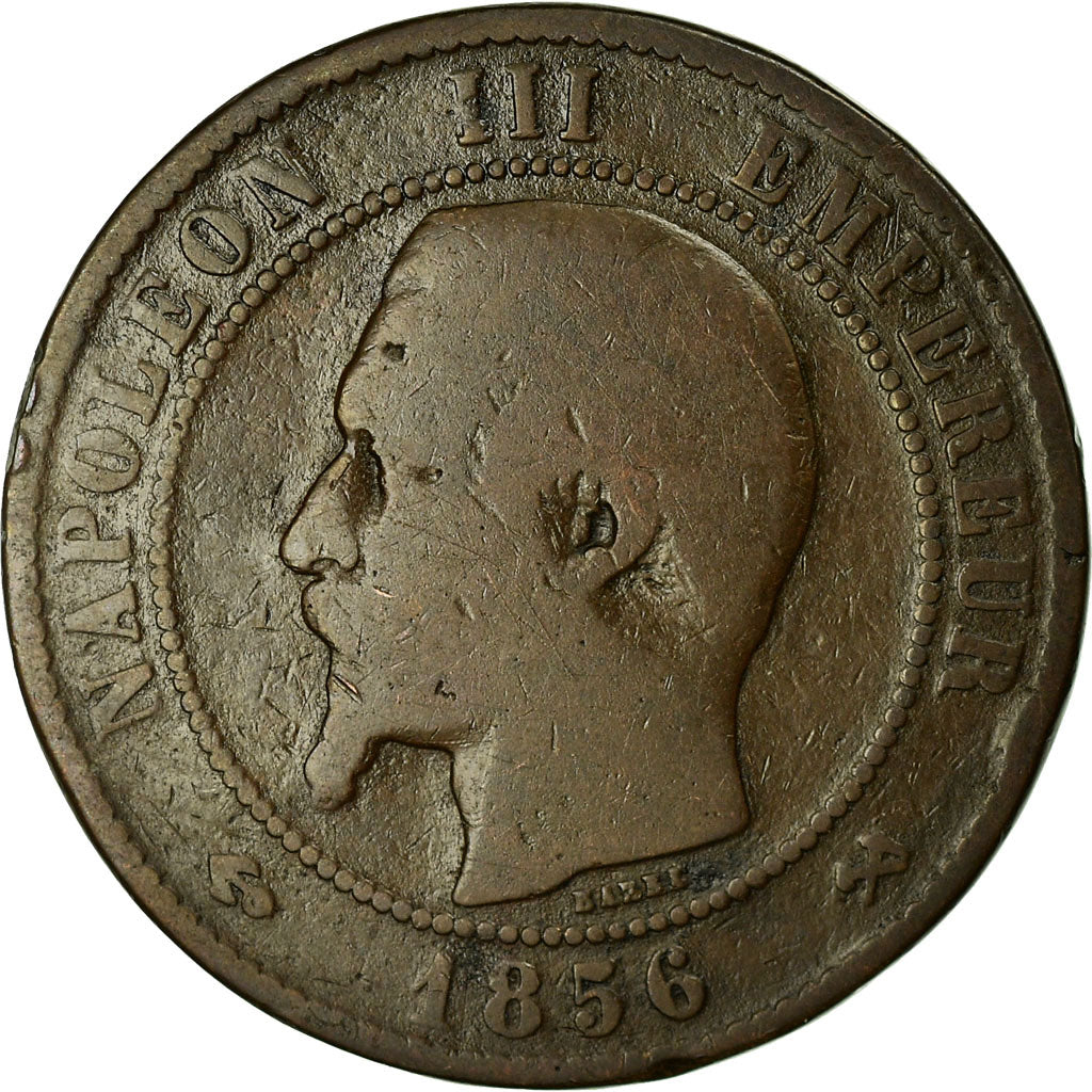 Moeda, França, Napoleon III, 10 Centimes, 1856, Rouen, F(12-15)