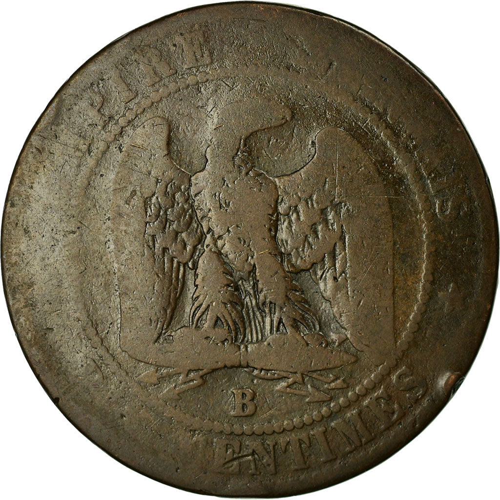 Moeda, França, Napoleon III, 10 Centimes, 1856, Rouen, F(12-15)