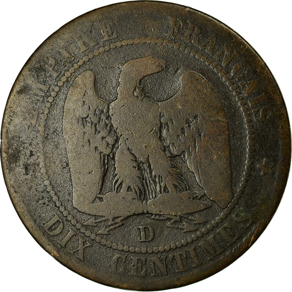 Moneda, Francia, Napoleon III, 10 Centimes, 1853, Lyon, BC