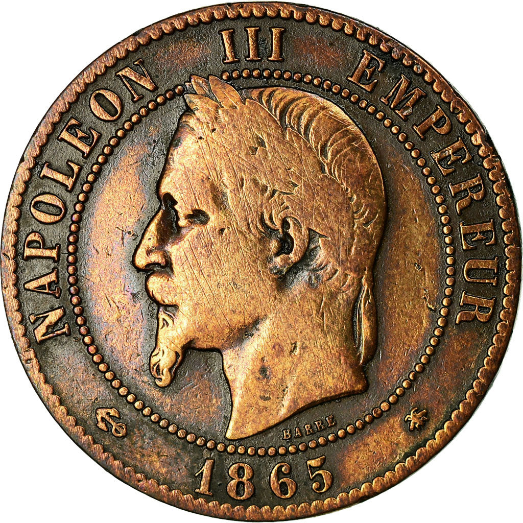 Moneta, Francja, Napoleon III, 10 Centimes, 1865, Paris, F(12-15)