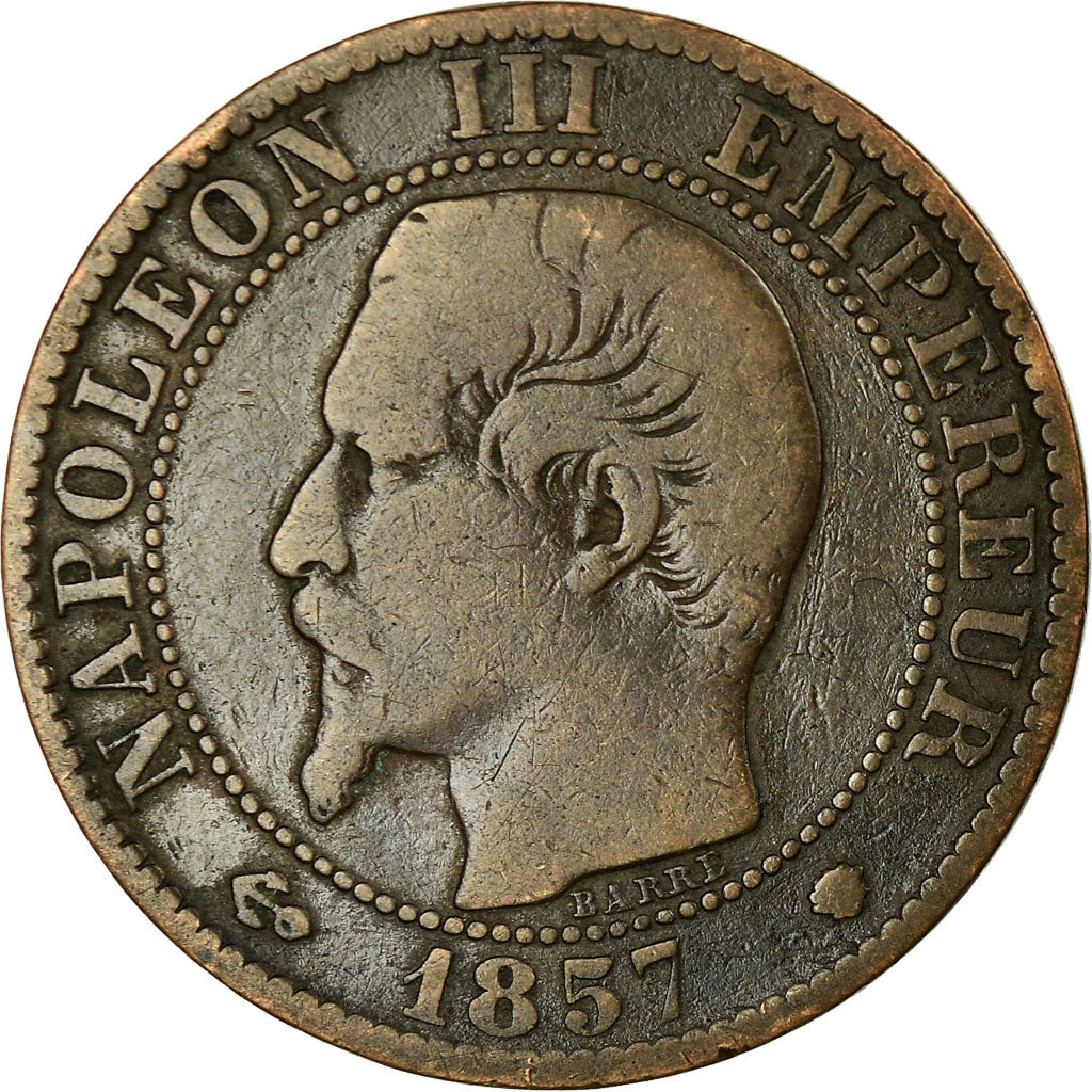Moeda, França, Napoleon III, 5 Centimes, 1857, Marseille, VF(20-25)