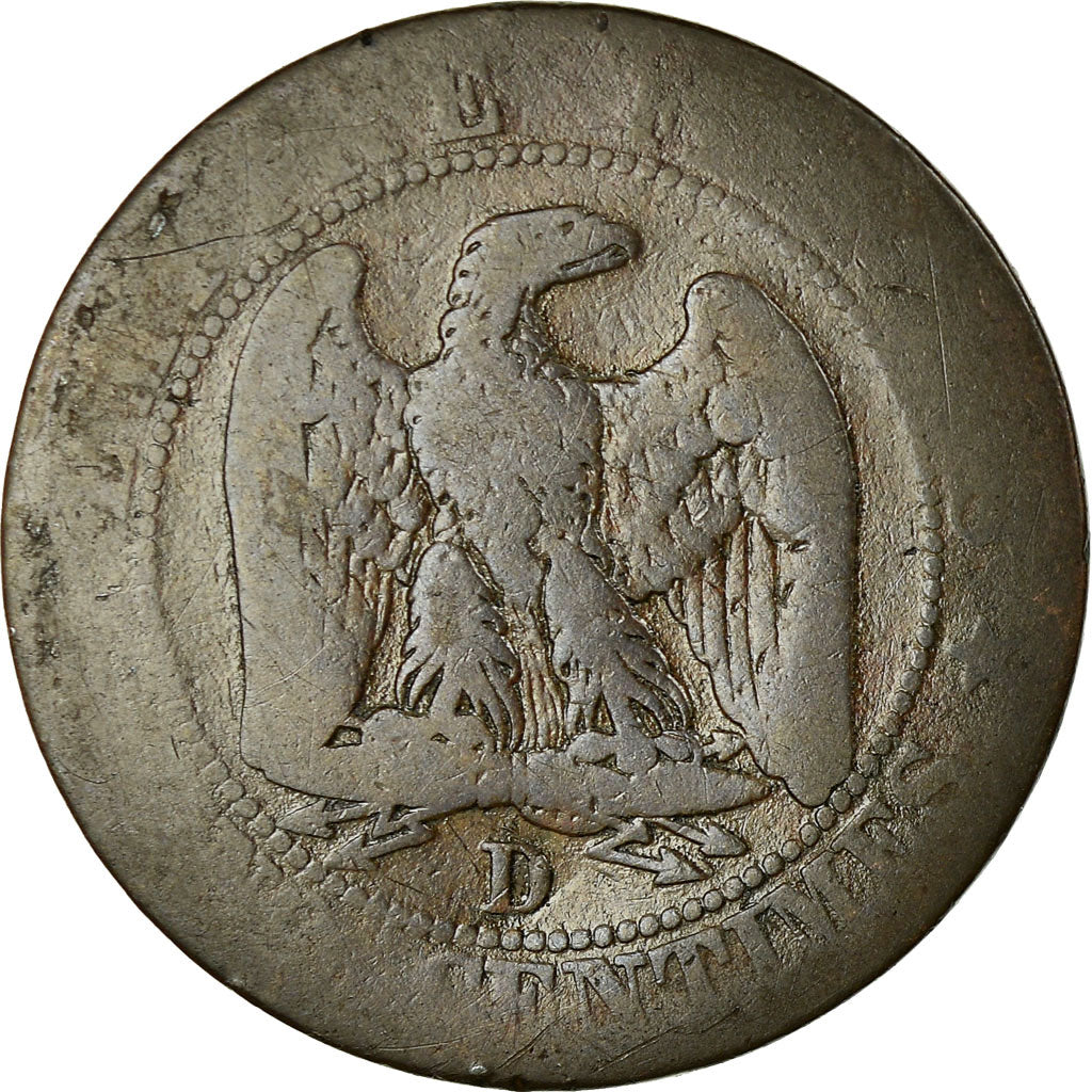 Monnaie, France, Napoleon III, 5 Centimes, 1853, Lyon, B, Bronze, Gadoury 152