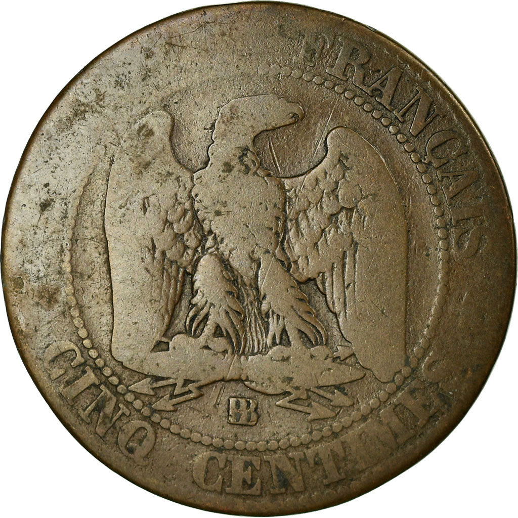 Munten, Frankrijk, Napoleon III, 5 Centimes, 1865, Strasbourg  ZG