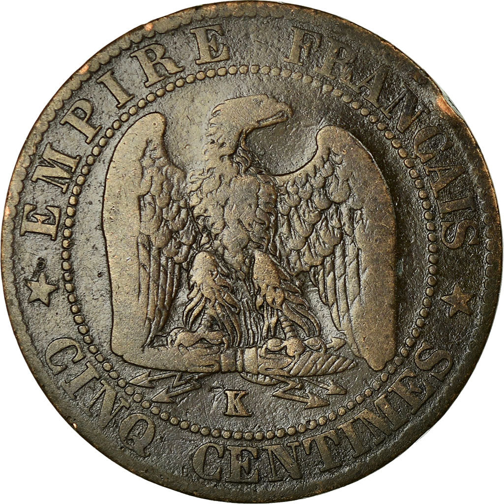 Coin, France, Napoleon III, 5 Centimes, 1864, Bordeaux, VF(20-25), KM 797.3