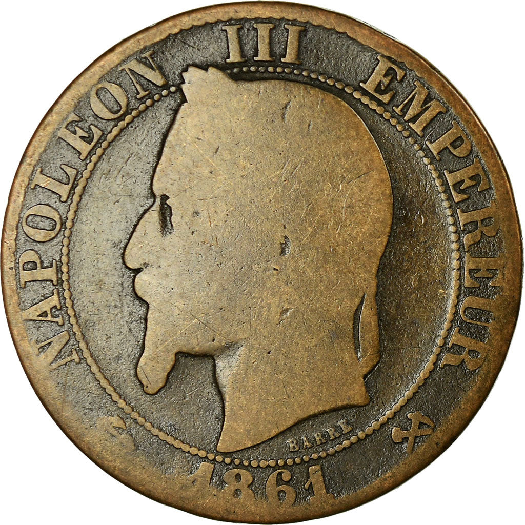 Moeda, França, Napoleon III, 5 Centimes, 1861, Bordeaux, VG(8-10)