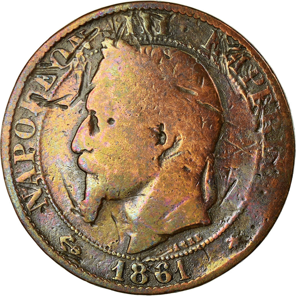 Moneta, Francja, Napoleon III, Napoléon III, 5 Centimes, 1861, Paris, F(12-15)