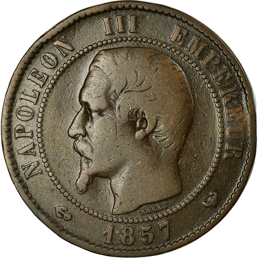 Moeda, França, Napoleon III, 10 Centimes, 1857, Lille, F(12-15)