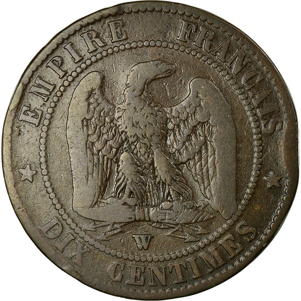 Moeda, França, Napoleon III, 10 Centimes, 1857, Lille, F(12-15)