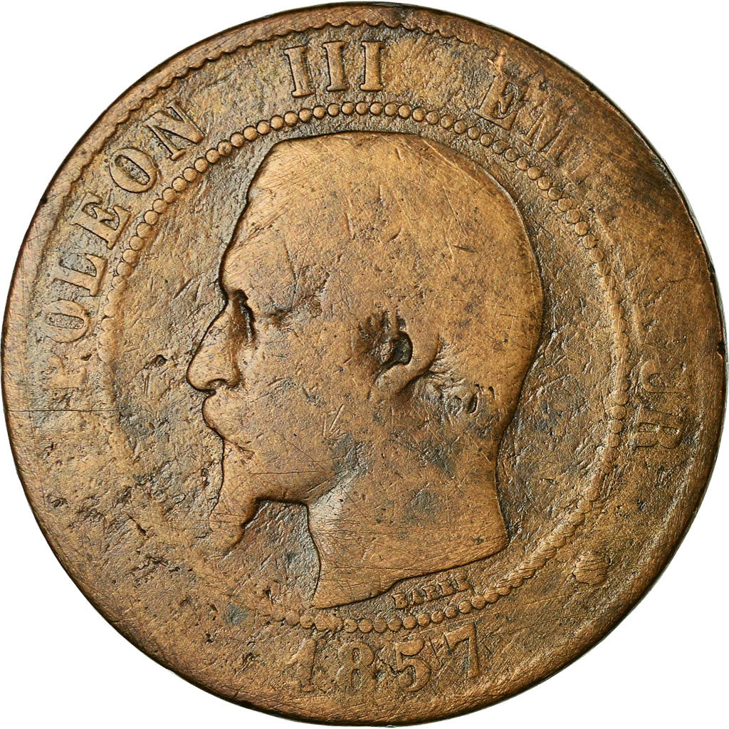 Monnaie, France, Napoleon III, 10 Centimes, 1857, Marseille, B, Gadoury 248