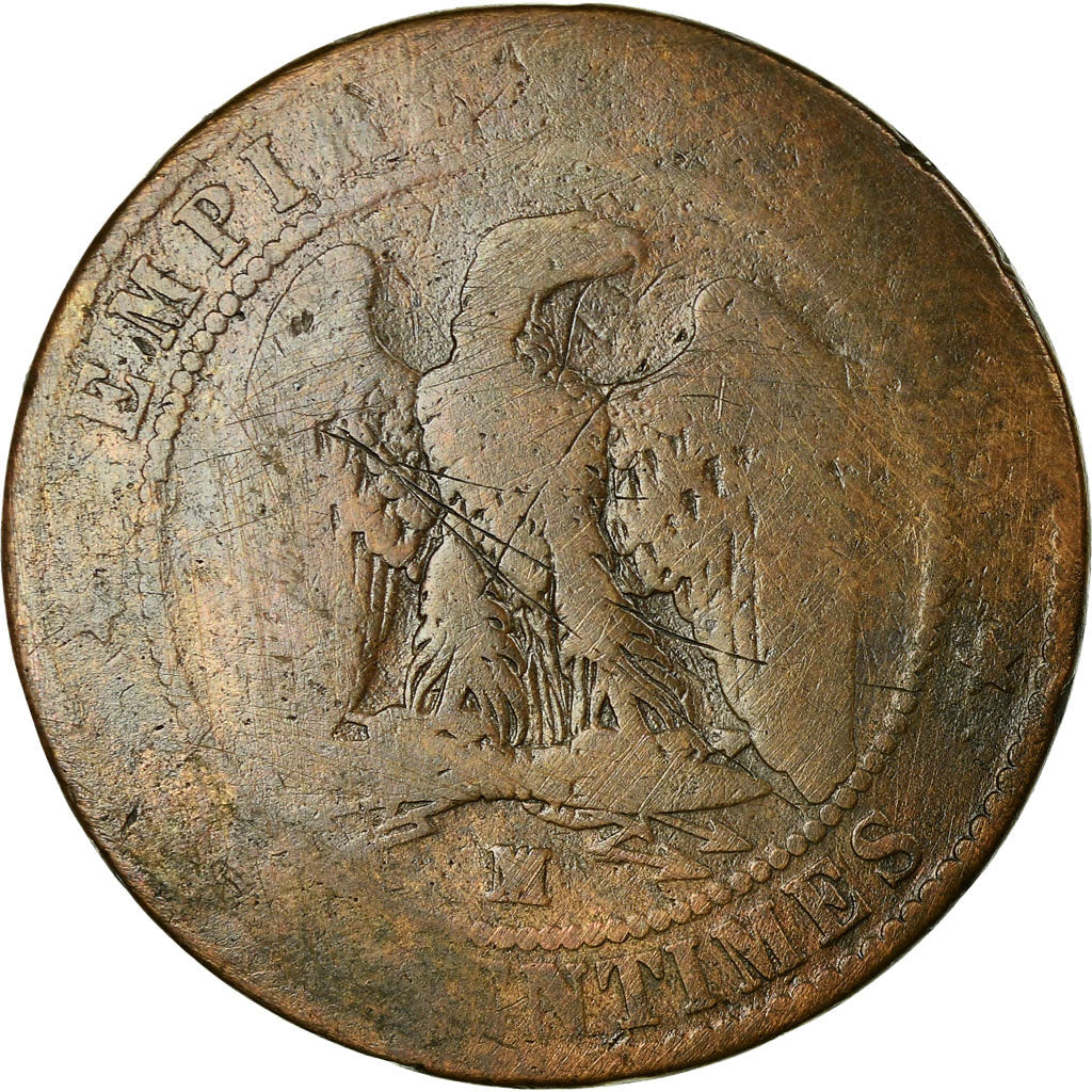 Monnaie, France, Napoleon III, 10 Centimes, 1857, Marseille, B, Gadoury 248