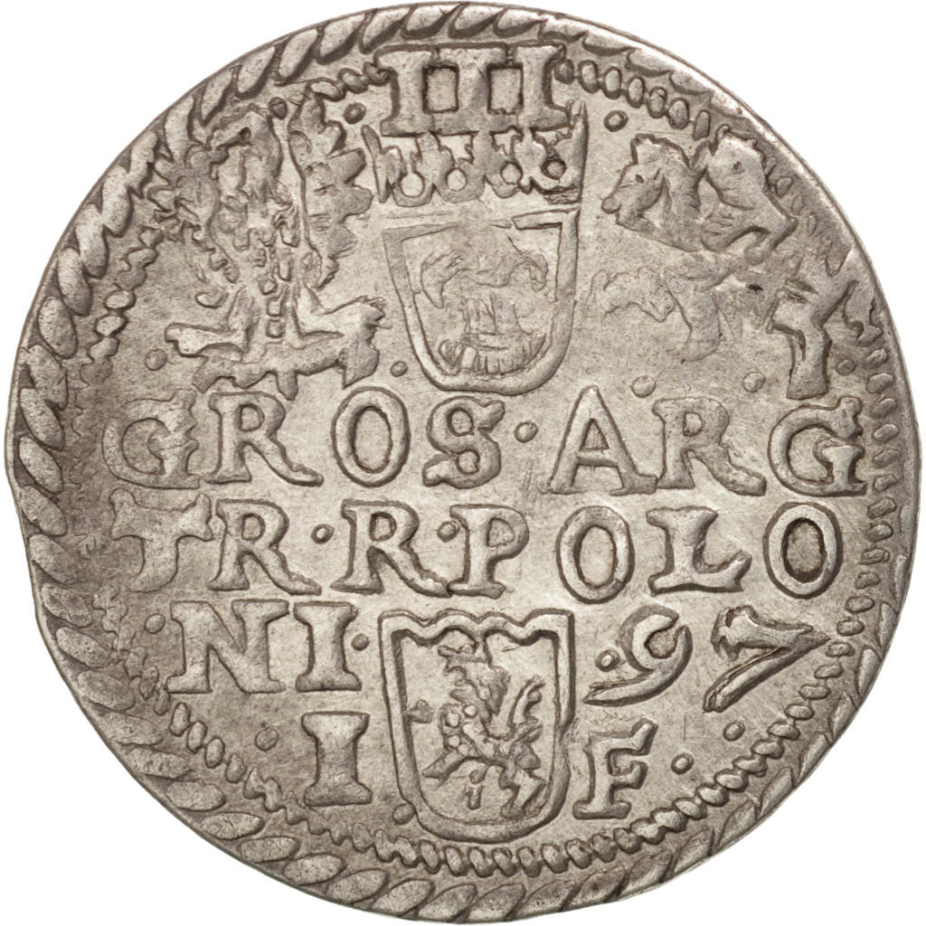 Poland, 3 Gröscher, 1597, Olkusz, AU(55-58), Silver, 2.28