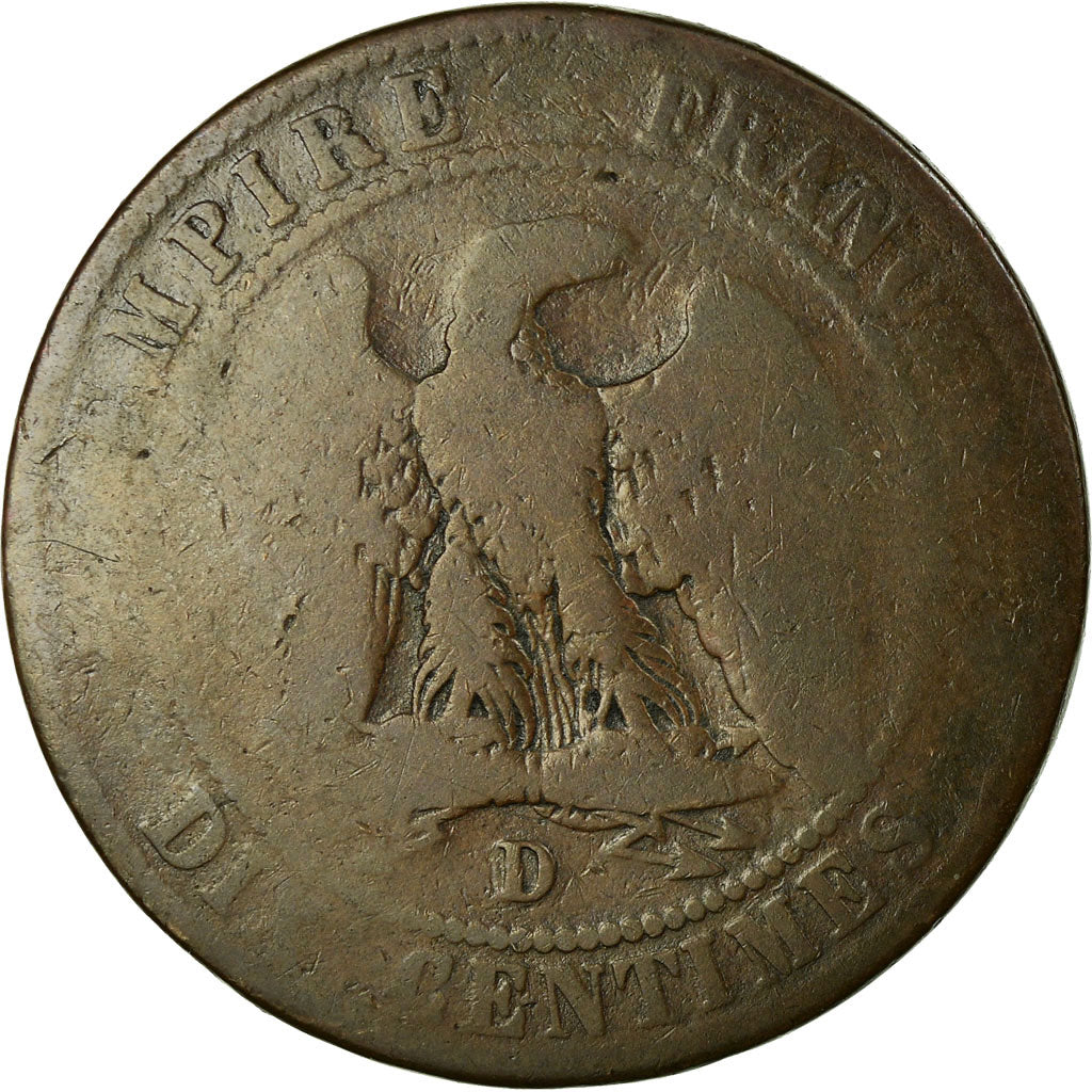 Moneta, Francja, Napoleon III, Napoléon III, 10 Centimes, 1856, Lyon, VG(8-10)
