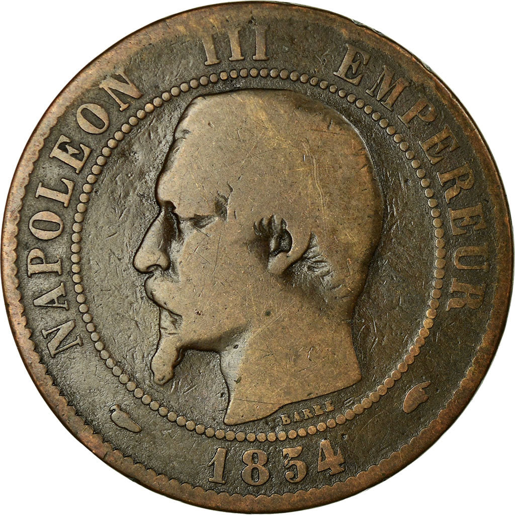 Coin, France, Napoleon III, 10 Centimes, 1854, Paris, F(12-15), KM 771.1