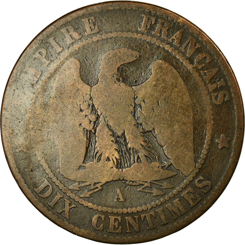Coin, France, Napoleon III, 10 Centimes, 1854, Paris, F(12-15), KM 771.1