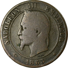 Moneta, Francia, Napoleon III, 10 Centimes, 1863, Strasbourg, B+