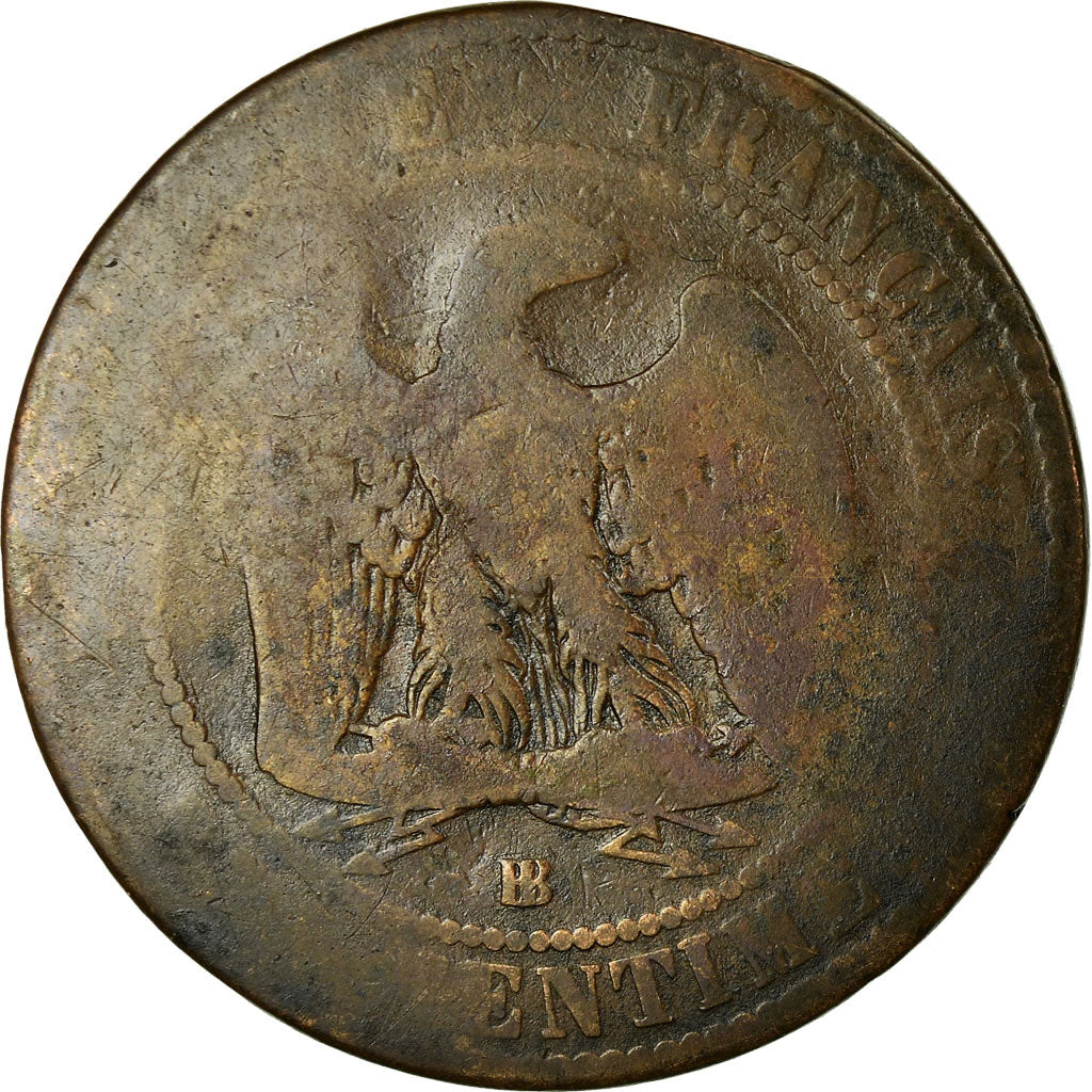Moeda, França, Napoleon III, 10 Centimes, 1864, Strasbourg, VG(8-10)