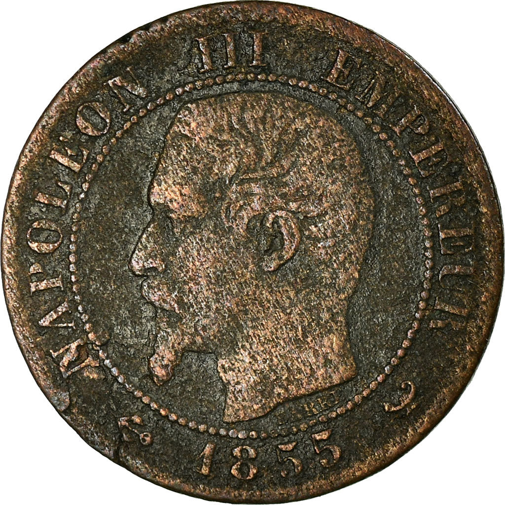 Moneda, Francia, Napoleon III, Centime, 1855, Lille, BC, Bronce